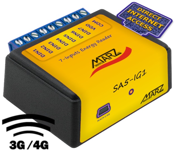 GSM 3G/4G dálk. odečet pro 7 impulsních měřičů energie