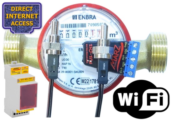 Kalorimetr PU1-CH1 1/2", WiFi, měření přes internet, DIN lišta