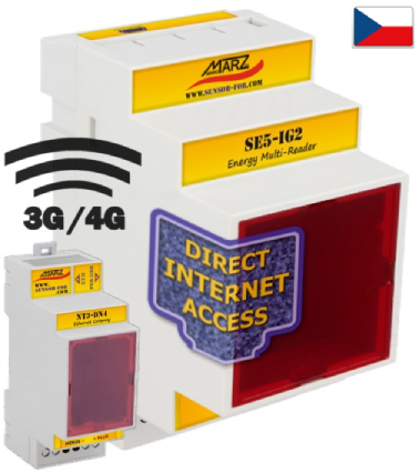 GSM 3G/4G dálk. odečet pro 2+3 impulsní měřiče energie