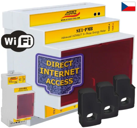 Elektroměr SE1-PMB, WiFi, odečet přes internet, kleště
