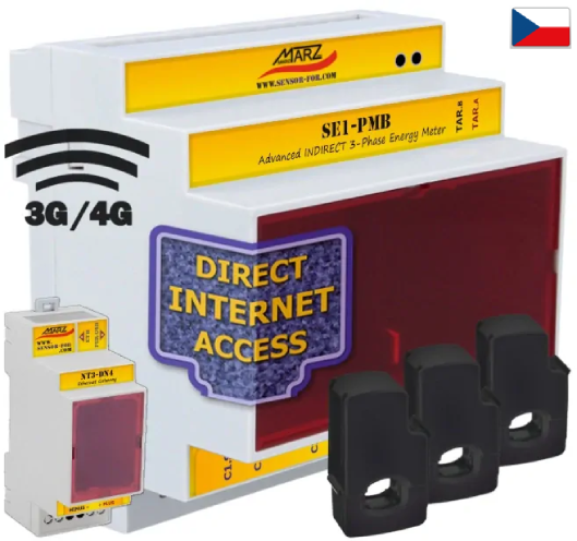 Elektroměr SE1-PMB, GSM, odečet přes internet, kleště