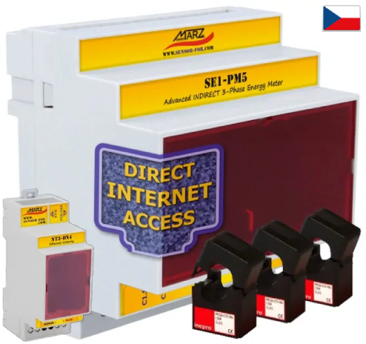 Elektroměr SE1-PM5, odečet přes internet, kleště