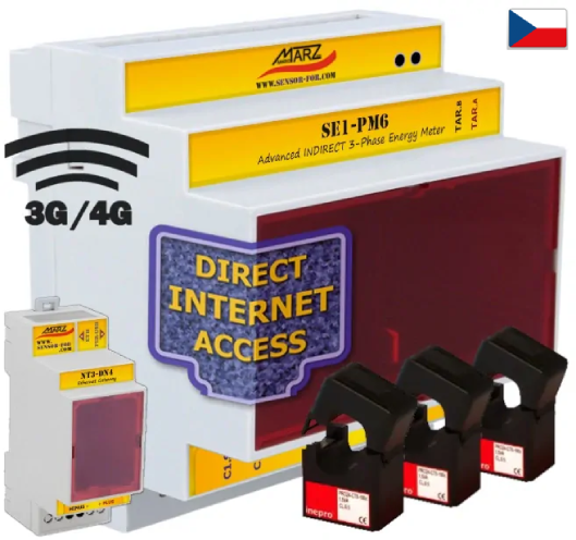 Elektroměr SE1-PM6, WiFi, odečet přes internet, kleště