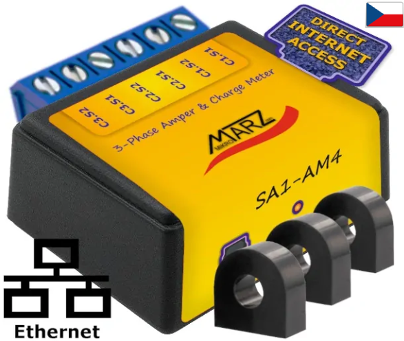 Ampermetr SA1-AM4 s odečtem přes internet