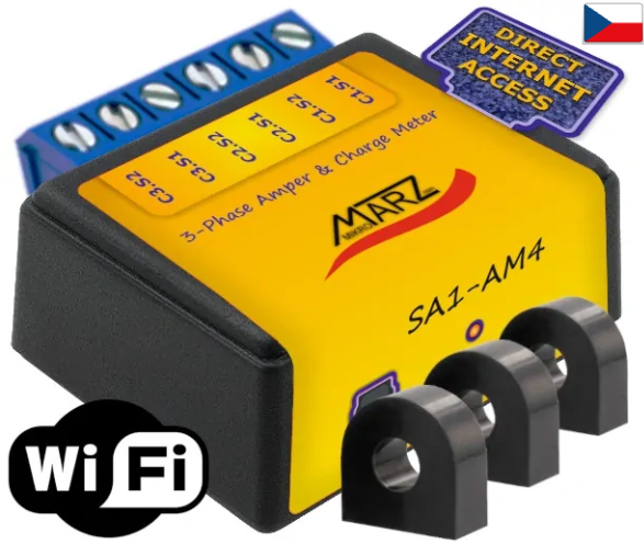 Ampermetr SA1-AM4, WiFi, s odečtem přes internet