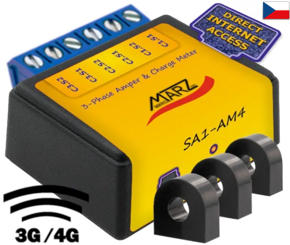 Ampermetr SA1-AM4, GSM, s odečtem přes internet