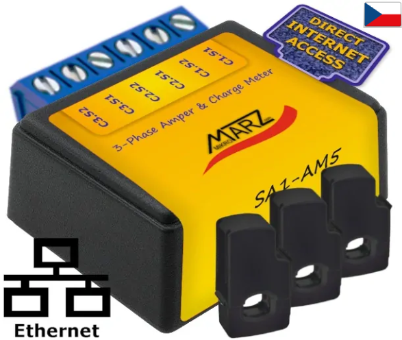 Ampermetr SA1-AM5, odečet přes internet, kleště