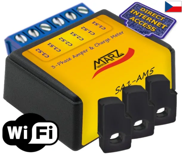 Ampermetr SA1-AM5, WiFi, odečet přes internet, kleště