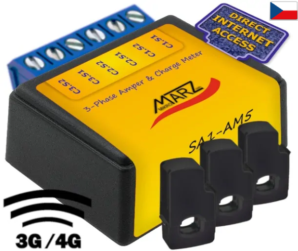 Ampermetr SA1-AM5, GSM, odečet přes internet, kleště