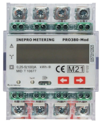Elektroměr PRO380-Mod s Modbus sběrnicí, fakturační