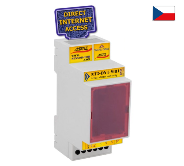 Eth. brána NT3-DN4-WB1, WiFi / GSM port, MBus sběrnice, 12x
